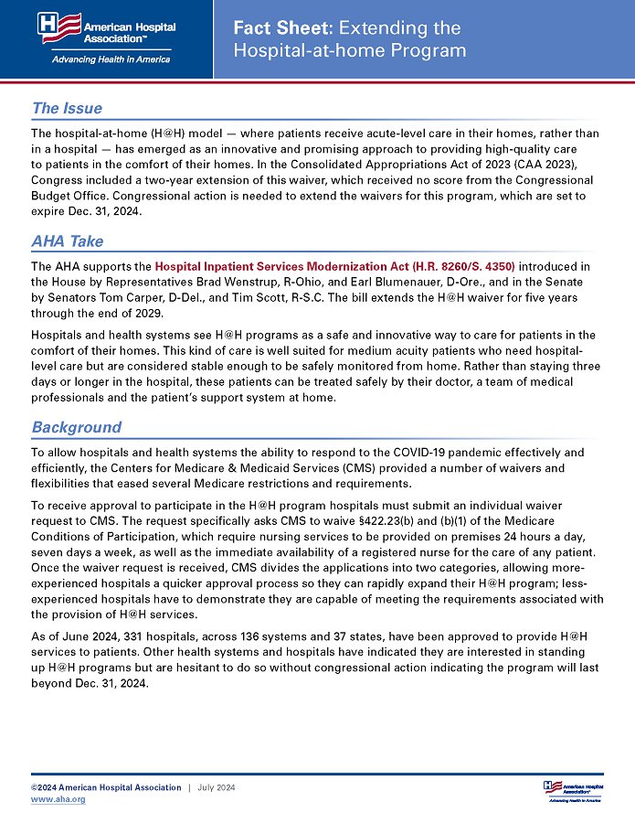 Fact Sheet: Extending the Hospital-at-Home Program