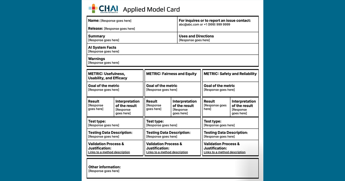 CHAI: Look for Healthcare AI Model 'Nutrition Labels' Soon